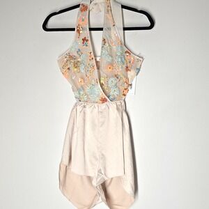 NWTAnthropolgie Rya Sheer Sequin Floral Embroidered Bodysuit Ethereal Lingerie